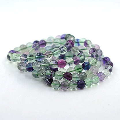 Justinstones Gem Semi Precious Gemstone 8mm Round Beads Stretch Bracelet 7 Inch Unisex - color: AA Clear Fluorite