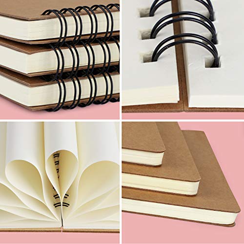 EUSOAR Spiral Blank Notebooks, B5 3 packs 7.3"x10.2" Unlined Travel Writing Notebooks Journal, Memo Notepad Sketchbook, Students College Office Business Subject Diary Spiral Book Journal-Kraft Cover - color: Kraft, size: B5-3 Packs