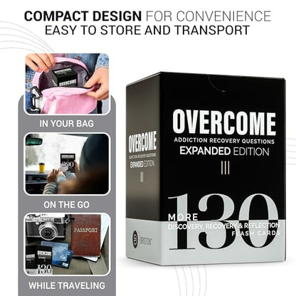 Overcome Addiction Recovery Questions Expanded Edition – 130 Therapy Prompt Flash Cards for Reflection, Group Counseling, Rehab & Recovery Support – Discovery, Recovery & Reflection by Briston
