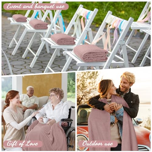 Buryeah 12 Pcs Flannel Throw Blanket Bulk 50 x 60 in Sleepover Blanket Outdoor Wedding Throw Lightweight, Oeko-tex Standard 100 Certified for Sofa Homeless Gifts (Rosewood Pink) - color: Rosewood Pink