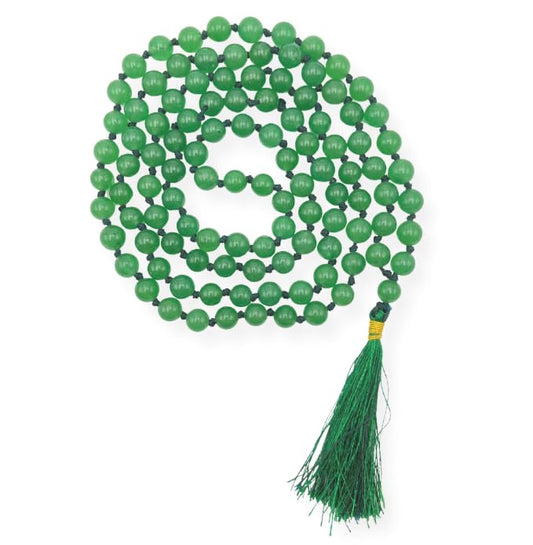 GEMSCITE Japa Mala 108 Prayer Beads Perfect for Meditation Spiritual Mala Necklace & Wrist Mala Bracelet - color: Green Aventurine, size: Hand Knotted
