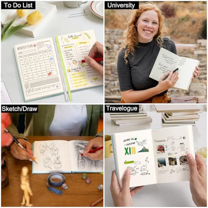 Thick Blank Journal Notebook 400 Pages 3.9 × 5.5 No Lines Soft Leather Blank Notebook for Women Drawing Book Memo Writing Sketch Diary Notebook- Upgrade100GSM Paper (Lemon Yellow-400 Page) - color: Lemon Yellow-400 Page