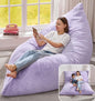 Hobestluk 3 in 1 Bean Bag Chair Giant Bean Bag Chairs for Adults with Plush Faux Fur Cover Convertible Bean Bag Floor Cushion with Machine Washable Cover for Living Room (Plush Purple) - color: Purple