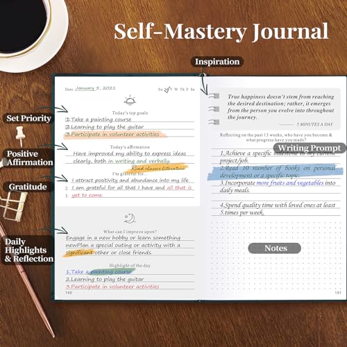 5 MINUTES A DAY Self-Care Journal, Wellness & Daily Reflection Notebook – Mental Health & Anxiety Journal for Women & Men – Self Care Planner, ADHD Planner with Mood Tracker – A5 Size (Dark Green) - color: Dark Green