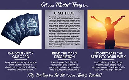 Mindset Hacks Cards - Fun Weekly Action Program Designed To Build Your Winning Mindset! Motivational Cards, Positive Affirmation Tool, Perfect Mental Health Gift!