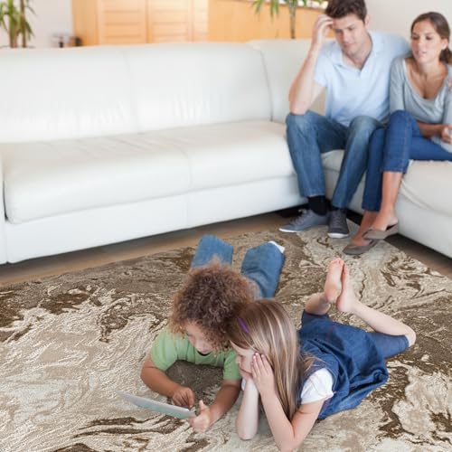 LUXE WEAVERS Marble Swirl Abstract Area Rug, Beige 2x7 - color: Beige, size: 2' x 7' (Rectangular)