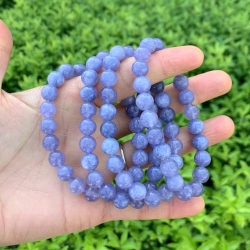 Adabele 1pc Natural Stretch Gemstone Bracelet 8mm (0.31") Bead 7 Inch to 8.5 inch Healing Crystal Energy Quartz Chakra Jewelry Women Unisex Birthday Gift - color: Tanzanite Quartz, size: 8 inch