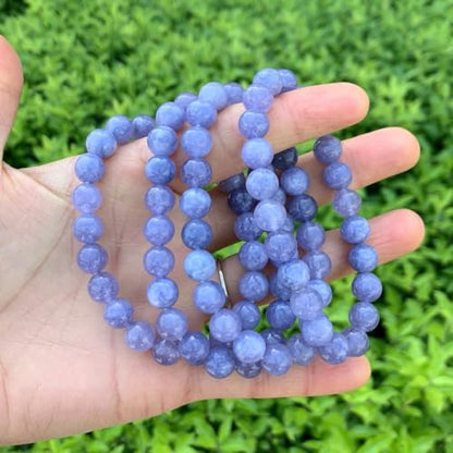 Adabele 1pc Natural Stretch Gemstone Bracelet 8mm (0.31") Bead 7 Inch to 8.5 inch Healing Crystal Energy Quartz Chakra Jewelry Women Unisex Birthday Gift - color: Tanzanite Quartz, size: 8 inch