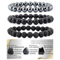 4mm 6mm 8mm Healing Crystal Bracelets for Women Men Natural Stone Beaded Stretch Bracelet Handmade Gemstone Reiki Spiritual Jewelry Gifts - color: Tourmaline+Lava+Hematite-Empath Protection, size: 8mm