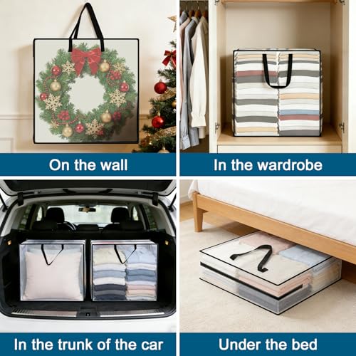 95L Under Bed Storage Bag, 2-Pack Clothes Storage Bag, Clear Bag for Quilt Pillow Blanket Bedding Storage or Wreath Closet Organizer Home Storage - style: 2-Pack