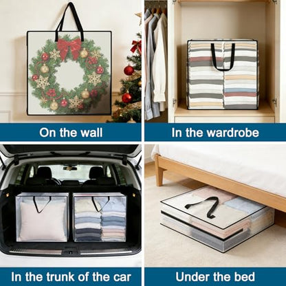 95L Under Bed Storage Bag, 2-Pack Clothes Storage Bag, Clear Bag for Quilt Pillow Blanket Bedding Storage or Wreath Closet Organizer Home Storage - style: 2-Pack