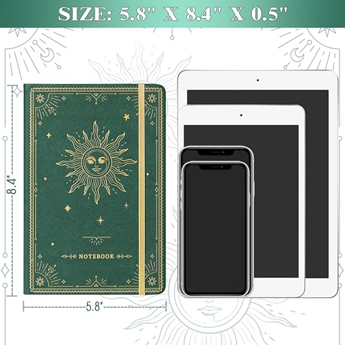 Artfan Ruled Notebook/Journal – Premium Thick Paper Faux Leather Classic Writing Notebook with Pocket + Page Dividers Gifts, Banded, Large, 144 Pages, Hard Cover, Lined (5.8 x 8.4) - Dark Green - color: Dark Green