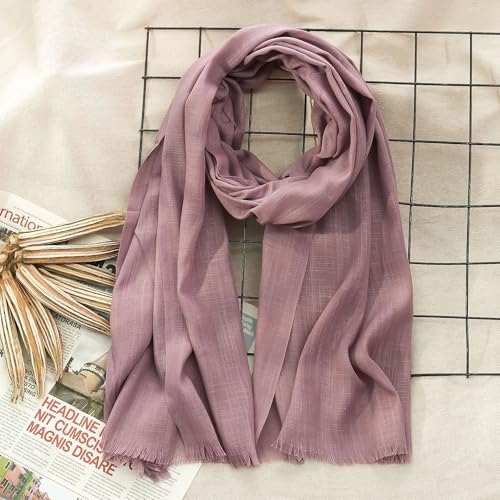 Women's Cotton Scarves Lady Light Soft Fashion Solid Scarf Wrap Shawl - color: Skin Purple