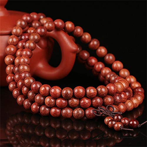 Caiyao Unisex 108 Natural Wood 6mm Beads Bracelet Mala Prayer Beads Necklace Buddhist Rosary Meditation Yoga Stretch Bracelet Elastic Natural Ebony Sandalwood Tibetan Beads Bracelet Jewelry - color: Rosewood