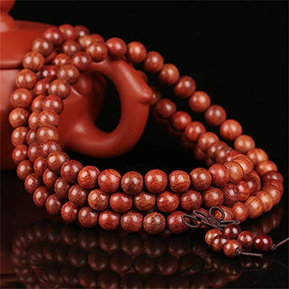 Caiyao Unisex 108 Natural Wood 6mm Beads Bracelet Mala Prayer Beads Necklace Buddhist Rosary Meditation Yoga Stretch Bracelet Elastic Natural Ebony Sandalwood Tibetan Beads Bracelet Jewelry - color: Rosewood