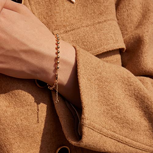 Gold Bracelets for Women 14K Gold Plated Simple Link Chian Bracelets Cute Dainty Charm Bracelets for Women Gold Jewelry - style: 3mm Ball