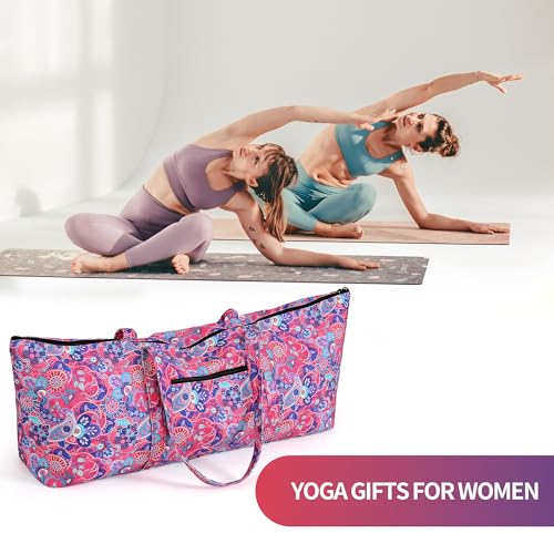 | Yoga Mat Bag | Large Yoga Mat Carrier with Wet Pocket | Yoga Gifts | Gym Tote Bag for Women - color: Tote-Bright Pink