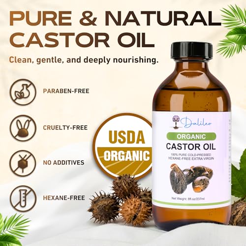 Dalileo Organic Castor Oil Pack Wrap Kit – 8oz Cold Pressed Oil with Abdominal & Neck Wraps + Flannel – Supports Relaxation, Comfort, Better Sleep & Everyday Self-Care – Reusable Organic Cotton Design