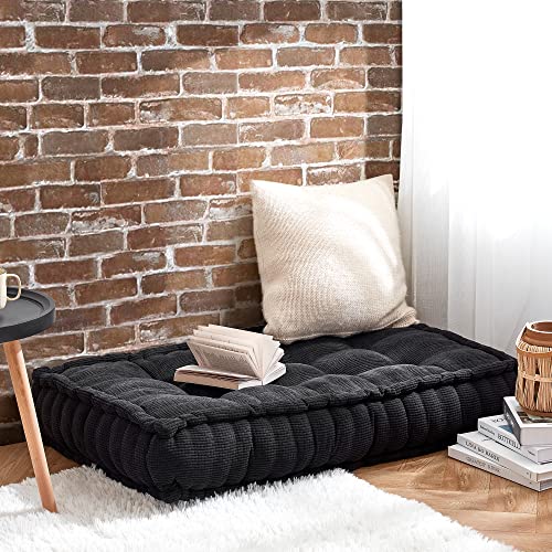 DormCo Rainha - Ultra Thick Tufted Floor Pillow - Black - color: Black