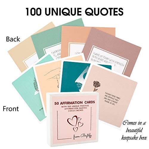50 Affirmation Card for Women With 100 positive affirmation quotes, daily affirmation cards set. Self Care and Meditation Gift For Women. Empowering, Inspirational Affirmation for Stress Relief - color: 50BluePink