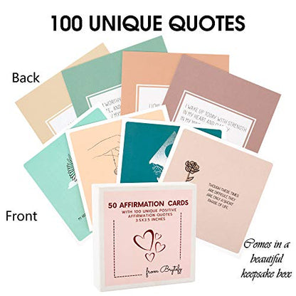 50 Affirmation Card for Women With 100 positive affirmation quotes, daily affirmation cards set. Self Care and Meditation Gift For Women. Empowering, Inspirational Affirmation for Stress Relief - color: 50BluePink