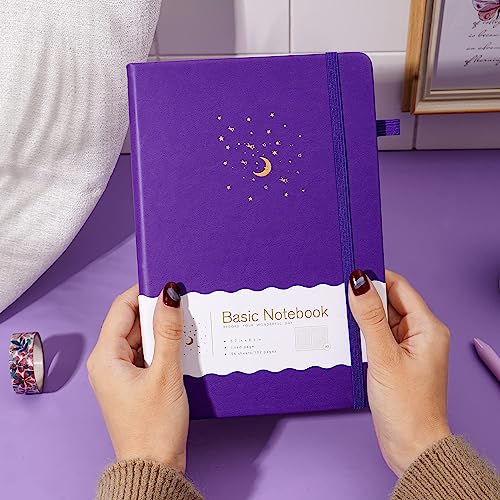CAGIE Lined Journal Notebook for Work, Hardcover Notebook Journal with Pen Loop, A5 Notebook Journal Cover, Medium 5.7" x 8.3", (Purple Ruled), Gifts - color: 01 Purple