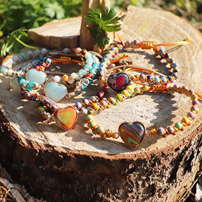 YGLINE Boho Handmade Natural Stone Bead Wrap Wrist Statment Bracelet Jewelry Collection