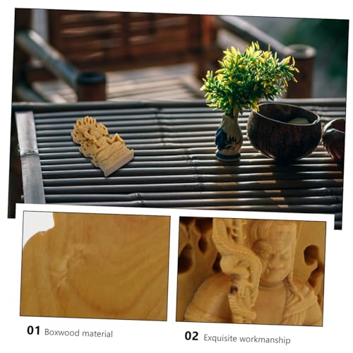 Alipis Acalanatha Buddha Wood Carving Statue Ornament for Home Office Meditation Decor Boxwood Sculpture Peaceful Relief Decor