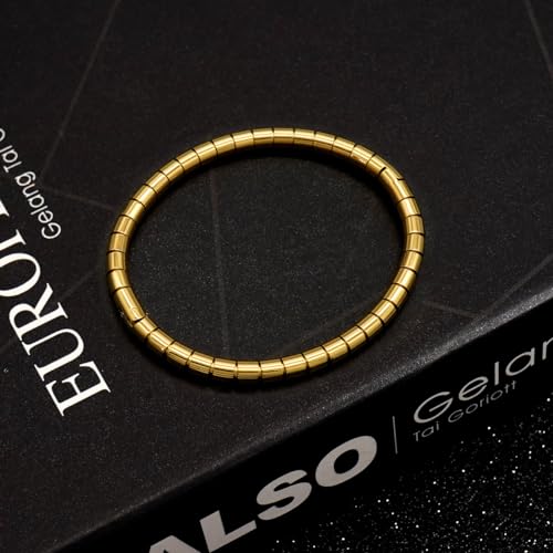 Stainless Steel Bamboo Design Bracelet Titanium Steel Bangle - color: Gold