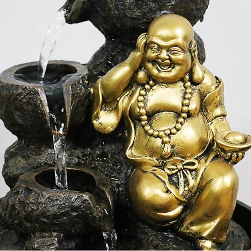 Meditation Decor, Living Room Decoration Fountain Study Tea Room Tabletop Flowing Water Decoration Chinese Style Landscape Tabletop Flowing Water Decoration ,Office Home Decor for Good Luck (C )