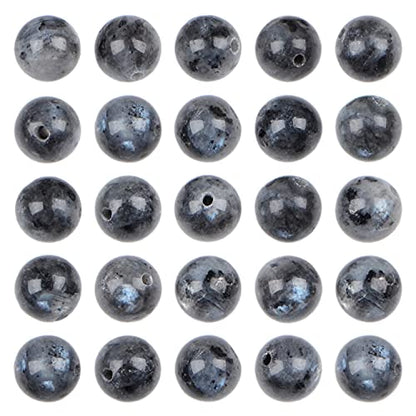 AD Beads 8mm Natural Round Loose Beads 110 Pieces, for Making 108 Mala Prayer Beads Necklace, Bracelet & Yoga Meditation, Jewelry Design （Black Larvikite） - color: Black Larvikite, size: 8mm-110pcs