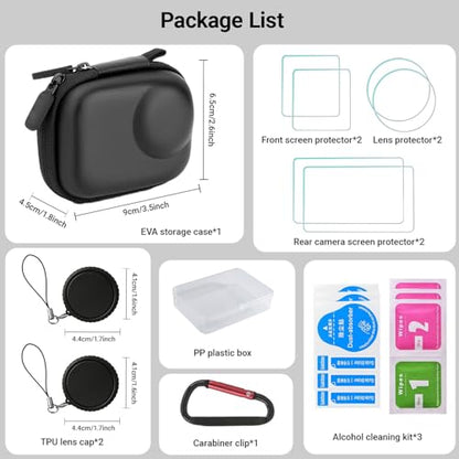 Accessories for DJI OSMO Action 6, Carrying Case with Lens Screen Protectors & TPU Lens Cap, Mini Action6 PU Hard Shell Storage Bag for DJI Action Camera - style: For Dji Osmo Action 6