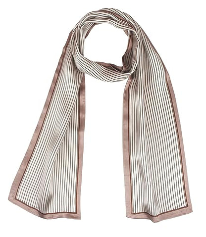100% Silk Scarf for Women 59”*6.3” Long Shawls for Headscarf and Neck- Oblong Hair Wraps with Gift Packed - color: Stripes