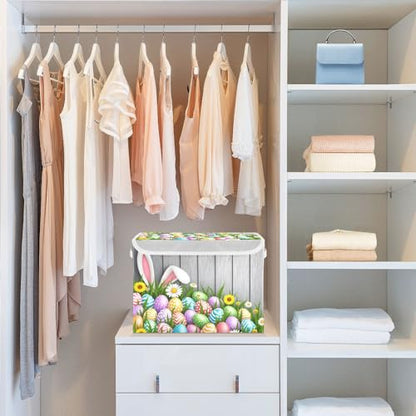 senya Easter Baskets Collapsible Bins with Lids, Flowers Wood Boxes Clothes for Organizing - color: Easter 1