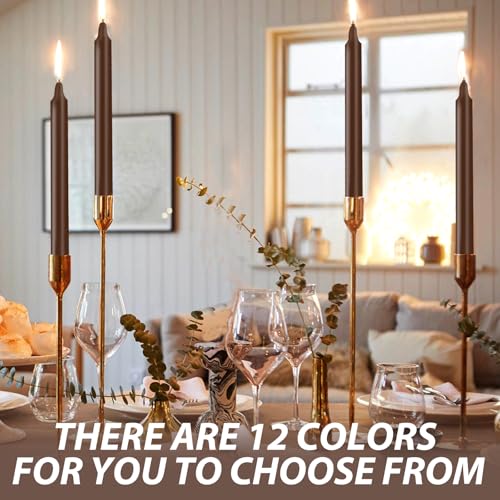 24 Pack Brown Spell Chime Candles – Premium Mini Unscented Taper Candles for Rituals, Prayer, Meditation, Altar, Spells – 4" Tall – Ideal for Witches & Spiritual Practices - color: Brown