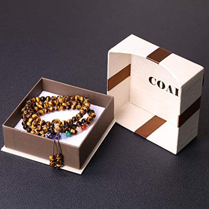 COAI 108 Japa Mala 7 Chakra Stone Wrap Bracelet Necklace - style: Tiger Eye
