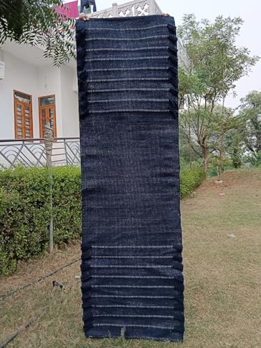 Jaipur art & Rugs Organic Cotton Yoga Mat - Eco-Friendly Hand-Woven Rug - Non Slip & Thick (24”x72”x5mm) for Everyday Fitness at Home - Comfortable Extra-Long - color: Navy Blue
