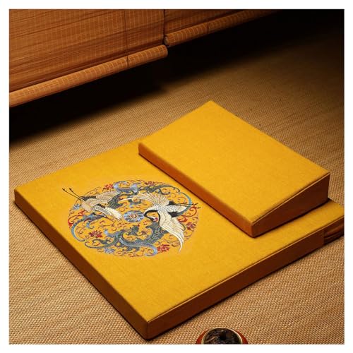 Square Meditation Cushion Mat Set with Washable Cotton Linen Cover, Larger Thick Yoga Mat Bolster Floor Pillows Seating for Adults Meditation Accessories O-70CM - color: O, size: 70CM