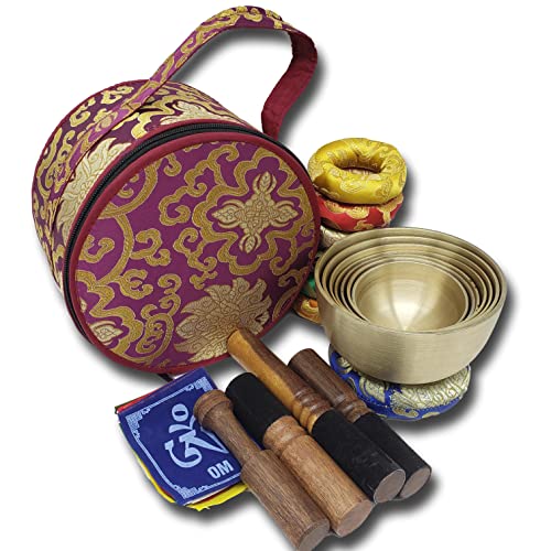 KHUSI,Tibetan Singing Bowl Set -Seven Chakra Healing Design Meditation Sound Bowl - Ideal for Meditation, Yoga, Mindfulness Healing Usage - Set of 7
