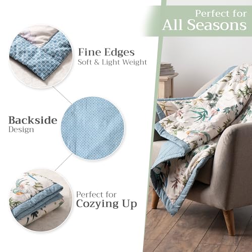 Maison d' Hermine Throw Blanket for Couch Lightweight Soft Warm Breathable Cotton Throw Blankets for Bed Girls Boys Women Men Gifts Sofa Living Room Spring Summer (Hokuzai - Grey, 50'' X 60'')