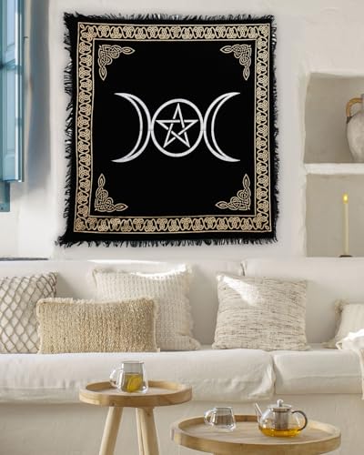 Indian Consigners Alter Spread Altar Cloth Tablecloth Tarot Card Supplies (Triple Moon Pentagram)… - size: 36" x 36" (Square)