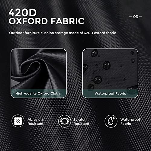 Outdoor Cushion Storage Bag, 420D Waterproof Square Patio Cushion Storage Bag 32 x 32 x 24 Inch with Zipper and Handles, All Weather Protective Cover for Outdoor Furniture Pillows, Black