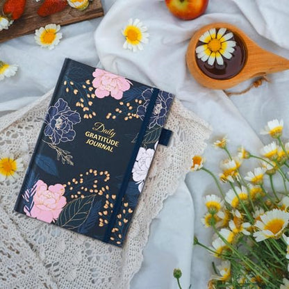 Comkiso Gratitude Journal with 4 Inspirational Stickers: Undated Daily Gratitude Journal for Women and Men - More Happiness, Affirmation, and Mindfulness in A Few Minutes with Prompts & Quotes (Peony) - color: D. Peony