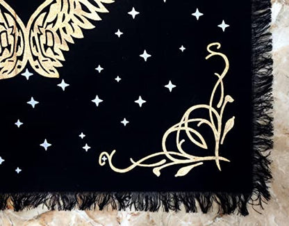 INDACORIFY Angel Wings Altar Table Top Cloth with Fringes Alter Tarot Witchcraft Spread Meditational Sacred Cloth 18x18 in (Gold Angel Wings) - color: Gold Angel Wings