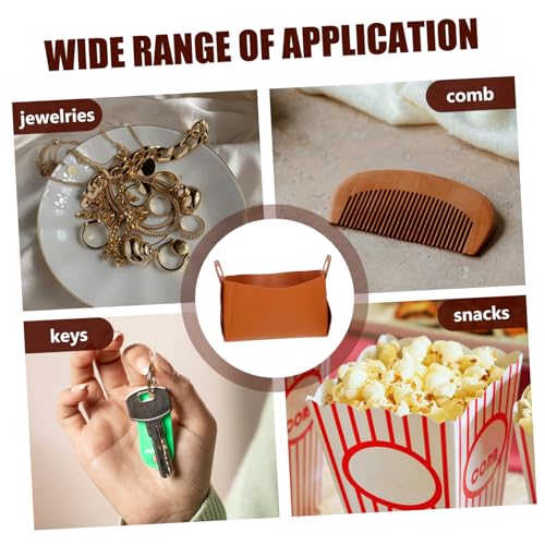 PRETYZOOM Decorative Storage Box Pu Leather Tray Foldable Bins for Makeup Entryway Tabletop Bedside Organizer