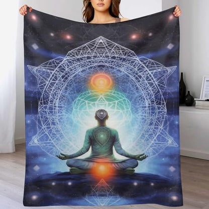 Yoga Meditation Zen Lotus Throw Blankets,Blanket Premium Super Soft Cozy Warm Bed Blanket Couch Decorative Throw Blankets for Living Room Bedroom Dorm