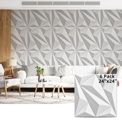 Art3dwallpanels 24" X 24" Acoustic Panels 6 Pack Soundproof Wall Panels Sound Dampening, 3D Wall Decor Absorbing Panels, White and Gray - color: White & Gray