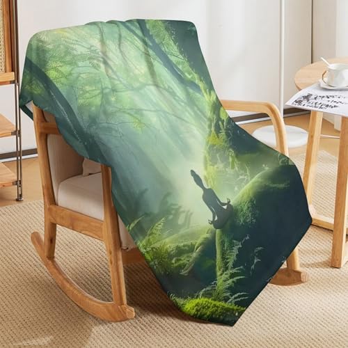 Woman Meditation Jungle Green Ultra Soft Flannel Fleece Bed Blankets Lightweight Cozy Throw Blanket Room Decor for Couch Chair Bedroom Adults Bedding Cozy Blanket Outdoor Travel Blankets 40"x5 - size: 50L" x 40W"