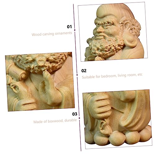 PRETYZOOM Bodhidharma Statue Wooden Decor Zen Garden Adornment Asian Style Figurines for Office Bookshelf