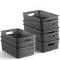 NETANY Plastic Storage Baskets - 8 Pack, Gray, Durable, Easy to Use, Flexible, Multi-Purpose, Ideal for Closets, Cabinets, Shelves, Countertops - color: Gray